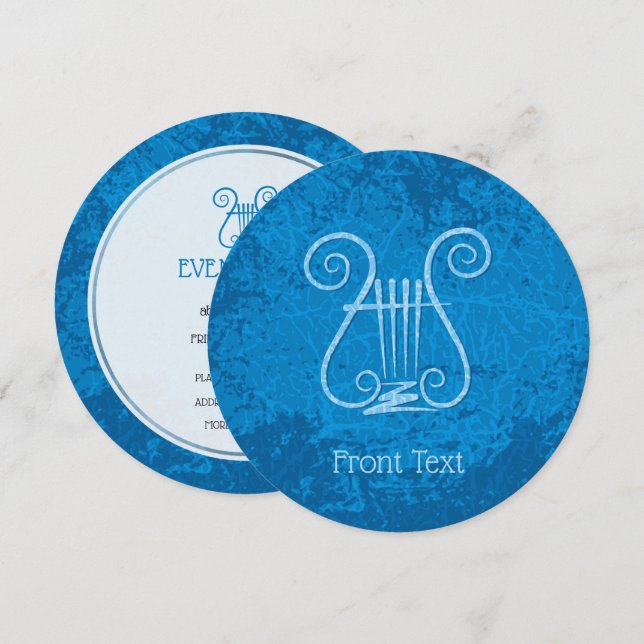 Blue Lyre Background Invitation (Front/Back)