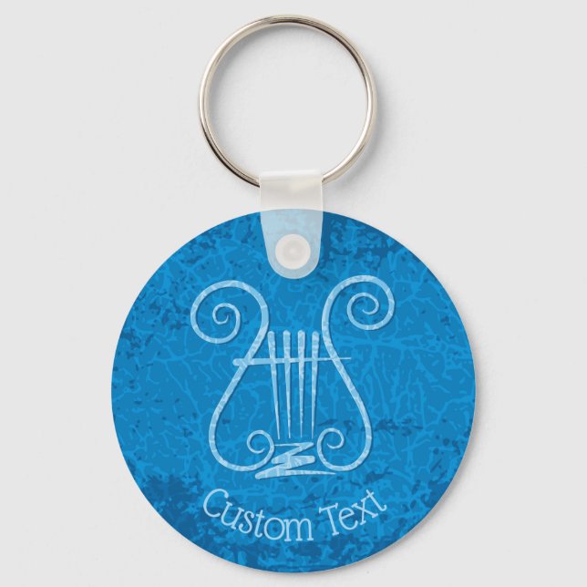 Blue Lyre Background Keychain (Front)