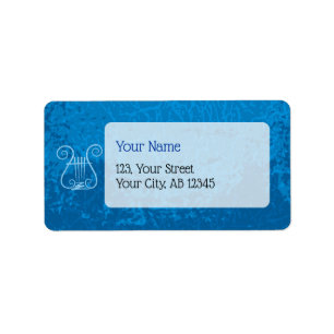 Blue Lyre Background Label