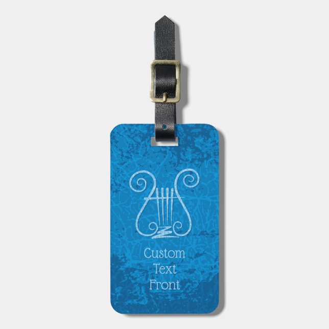 Blue Lyre Background Luggage Tag (Front Vertical)