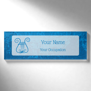 Blue Lyre Background Name Tag