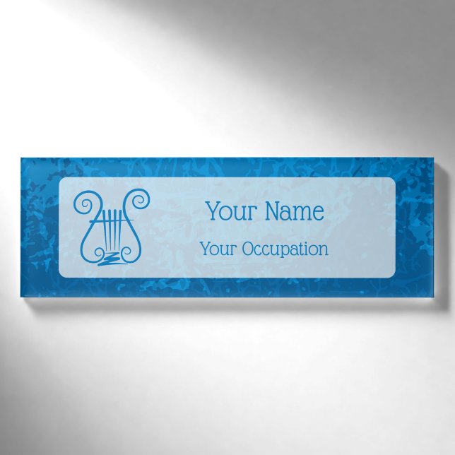 Blue Lyre Background Name Tag (Front)