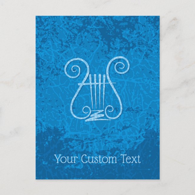 Blue Lyre Background Postcard (Front)