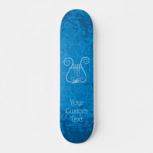 Blue Lyre Background Skateboard