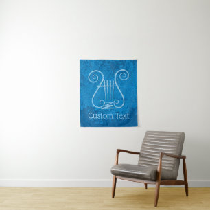 Blue Lyre Background Tapestry