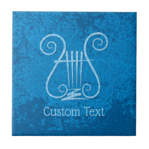 Blue Lyre Background Tile