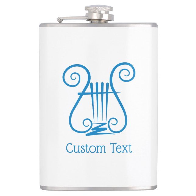 Blue Lyre Hip Flask (Front)