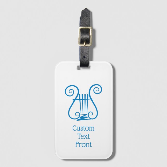 Blue Lyre Luggage Tag (Front Vertical)