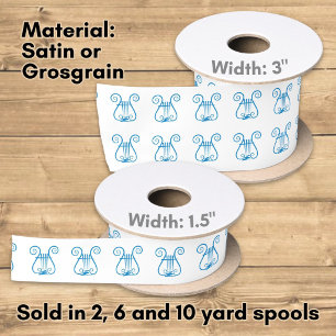 Blue Lyre Satin Ribbon