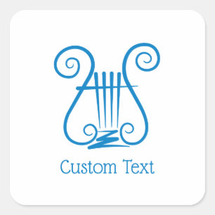 Blue Lyre Square Sticker