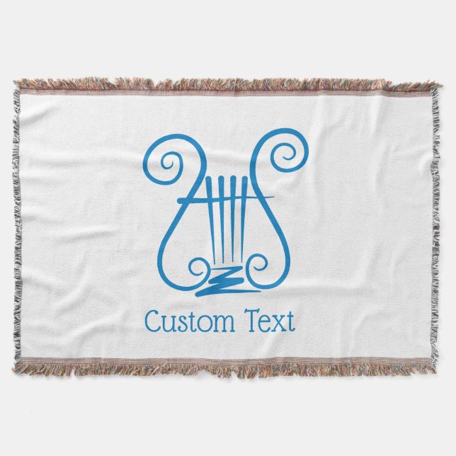 Blue Lyre Throw Blanket (Front)