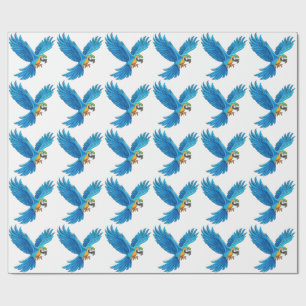 Blue macaw flying wrapping paper