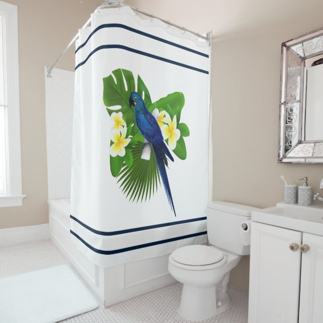 Blue Macaw Shower Curtain (In Situ)