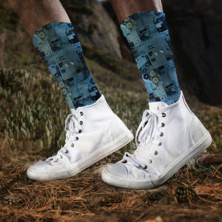 Blue Machinery Mechanical Robotic Funny Cool Geeky Socks