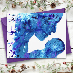 Blue Madonna & Child Christian Christmas Postcard