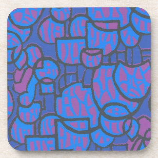 Blue, Magenta Abstract Cork-backed Coasters