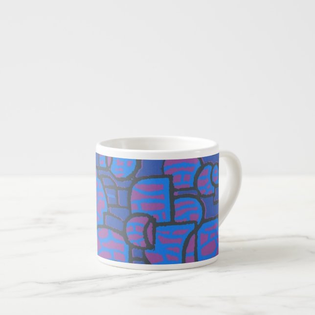Blue, Magenta Abstract Espresso Mug (Front Right)