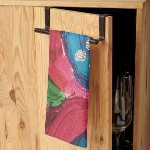 Blue Magenta Abstract Print Kitchen Towels