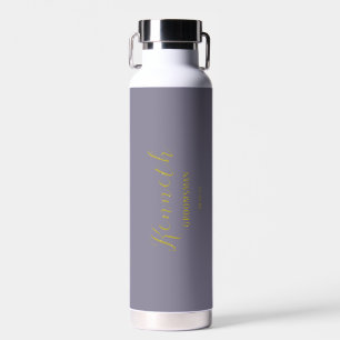 Blue Magenta Brass Modern Monogram Bachelor Water Bottle