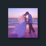 Blue Magenta Gradient Overlay Wedding Photo Canvas Print<br><div class="desc">A destination wedding or island honeymoon photo. 
Add your own personalised text to create a personal touch. 
You can change the opacity setting over the blue to magenta pink ombre overlay.</div>