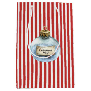 Blue Magic Ornament Christmas Red Stripes Medium Gift Bag