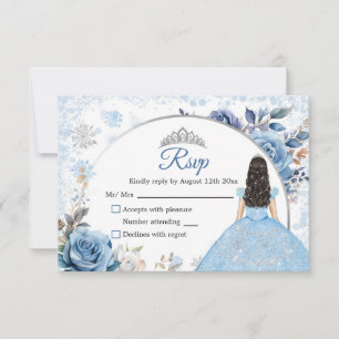 Blue Magical Christmas Snowflake Xv Anos RSVP Card