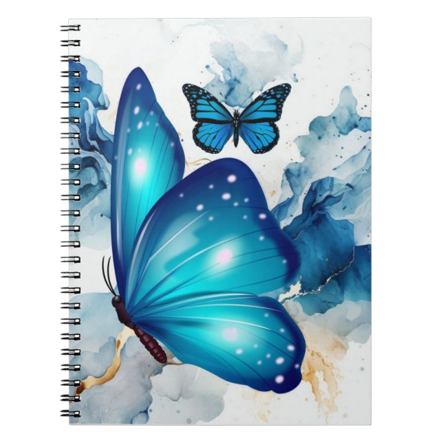 Blue Magical Watercolor Butterfly  Notebook (Front)