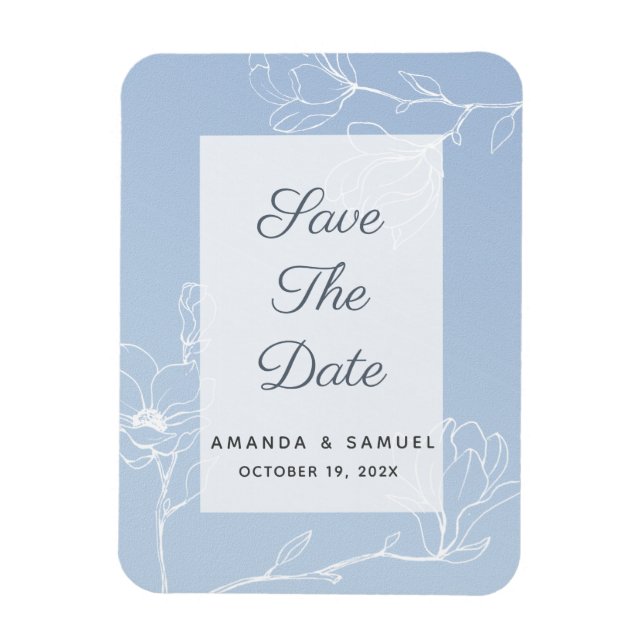 Blue Magnolia Magnet (Vertical)