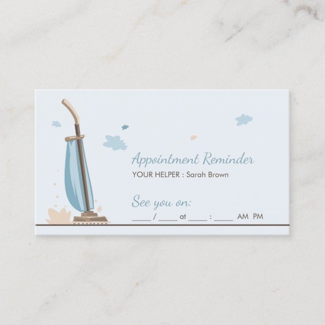 Blue Maid Appointment Reminder House Cleaning Business Card (Front)