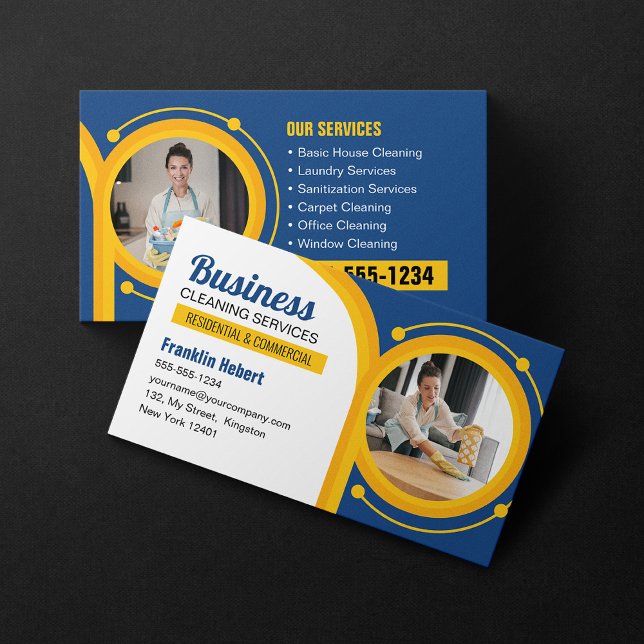 Blue Maid House Cleaning Services Janitorial Clean Business Card (Creator Uploaded)