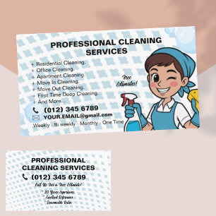 Blue Maid Janitorial Lady House Cleaning Service Business Card