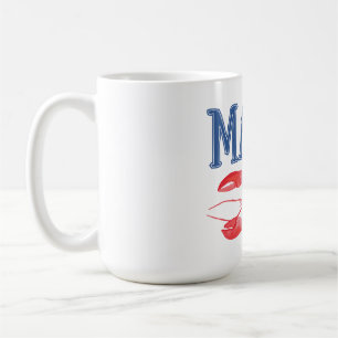 Blue Maine Text Red Watercolor Lobster Coffee Mug