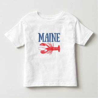 Blue Maine Text Red Watercolor Lobster Toddler T-Shirt