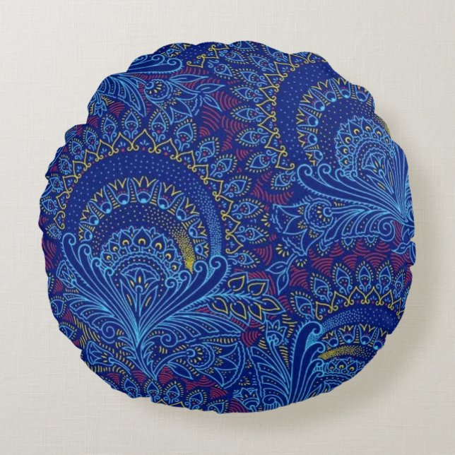 Blue Majesty Round Cushion (Front)