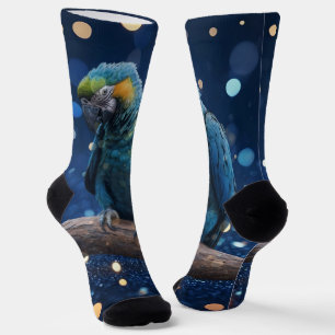 Blue Majesty: The Blue Macaw On Dreamy Blue Bokeh, Socks