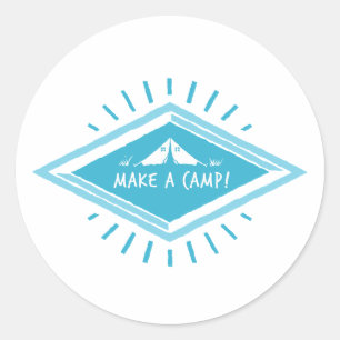 Blue Make a Camp, Great Adventure  Classic Round Sticker