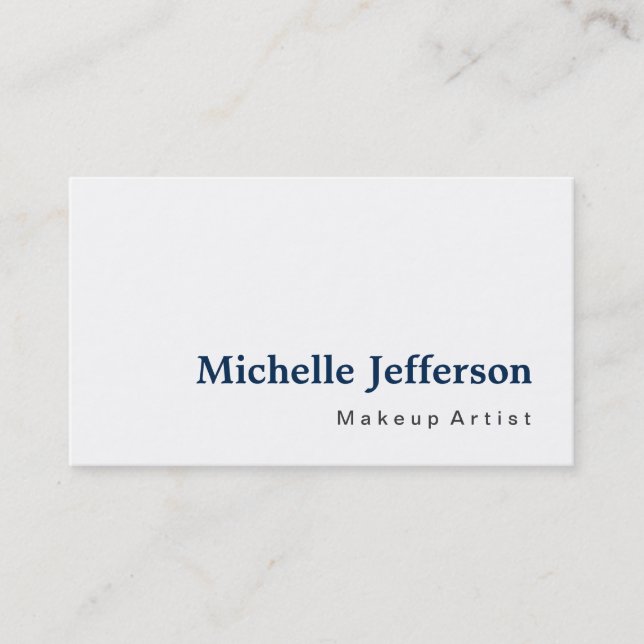 Blue Makeup Artist White Modern Business Card (Front)