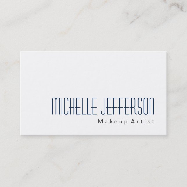 Blue Makeup Artist White Stylish Business Card (Front)