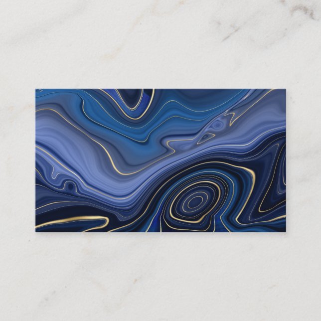 Blue Malachite Golden Accents Luxury Chic Gemstone Business Card (Front)