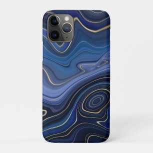 Blue Malachite Golden Accents Luxury Chic Gemstone iPhone 11 Pro Case