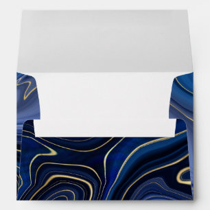 Blue Malachite Golden Accents Luxury Chic Gemstone Envelope