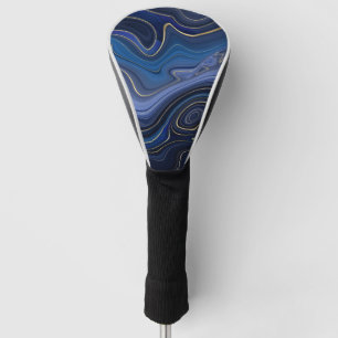 Blue Malachite Golden Accents Luxury Chic Gemstone Golf Head Cover