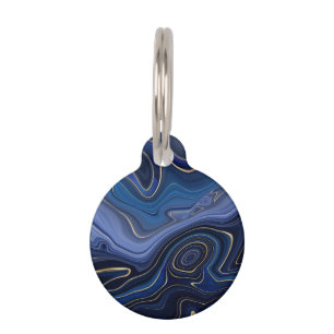 Blue Malachite Golden Accents Luxury Chic Gemstone Pet Tag