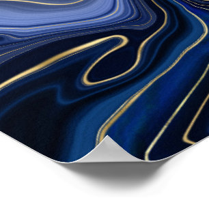 Blue Malachite Golden Accents Luxury Chic Gemstone Poster