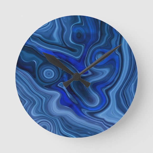 Blue Malachite Mineral Unique Gemstone Geology Round Clock (Front)