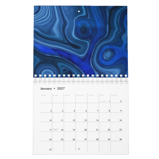 Blue Malachite Stone Unique Gemstone Geology Calendar (Jan 2027)