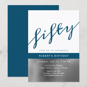 Blue Male 50th Birthday Invitation