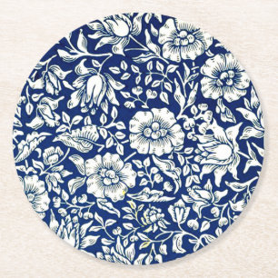 Blue Mallow vintage pattern Round Paper Coaster