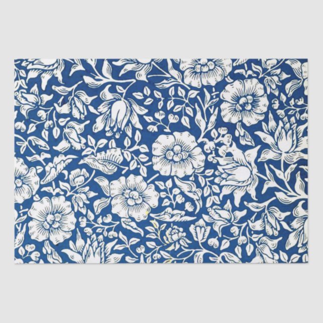 Blue Mallow vintage pattern Tissue Paper (Front)