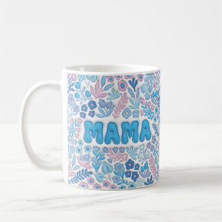 Blue Mama Boho Floral Pattern Mother's Day Coffee Mug